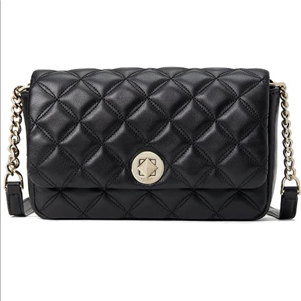 Quilted Black Leather Crossbody Bag with Chain Strap